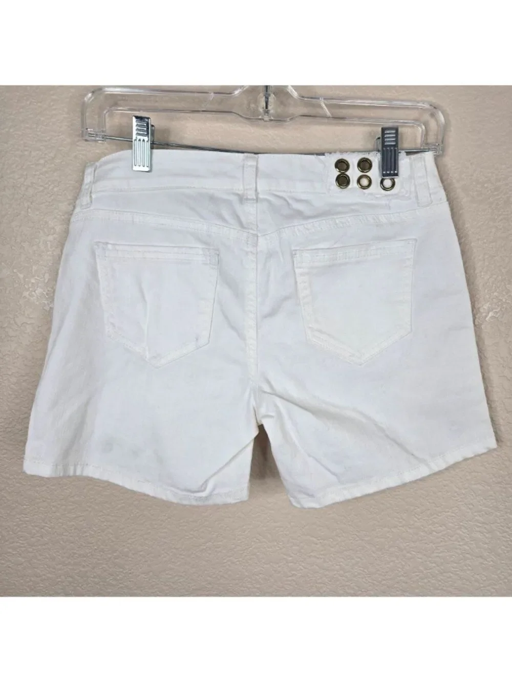 Y2K Boom Boom Jeans Womens 5 White Denim Shorts Gold Grommets